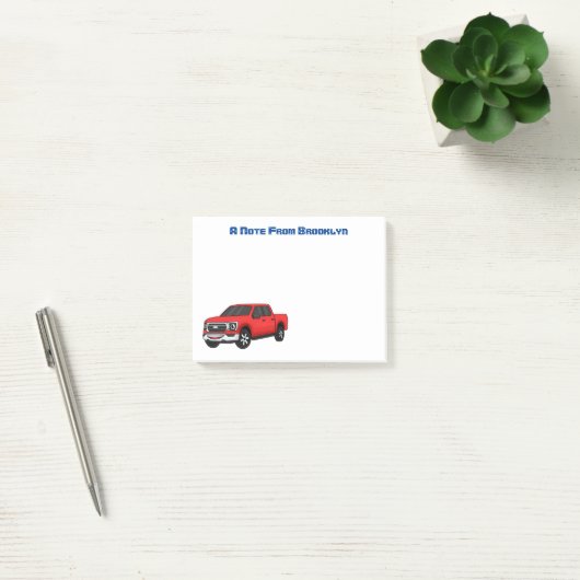 Post-it® Illustration d'une camionnette rouge mou (Bureau)