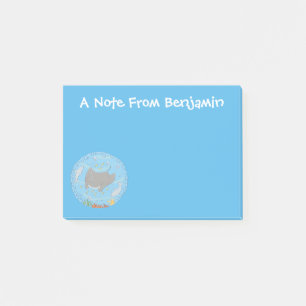 Post-it® Illustration d'une mignonne raie manta et de bulle