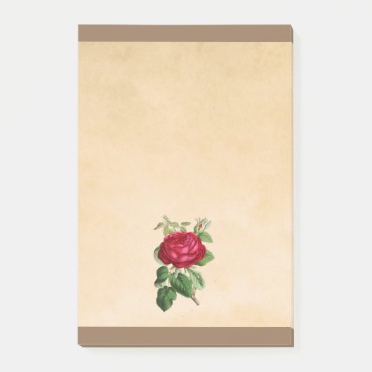 Post-it® Illustration d'une rose rouge sur fond beige (Devant)