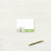 Post-it® Illustration florale Daisy tendance - chaux et jau (Sur un bureau)