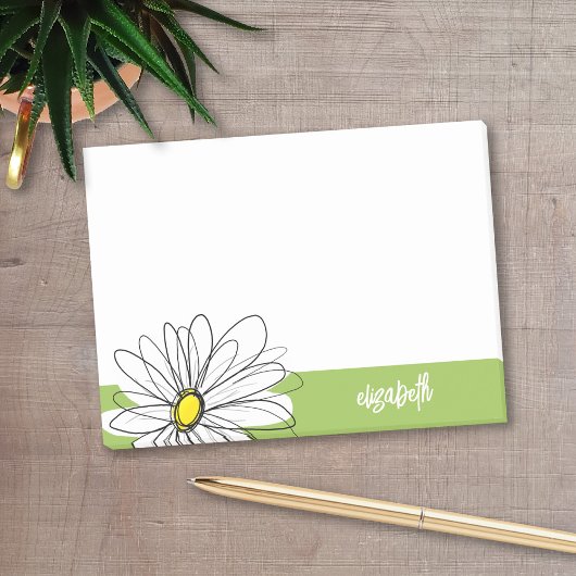 Post-it® Illustration florale Daisy tendance - chaux et jau