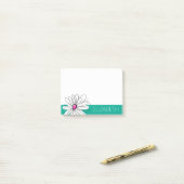 Post-it® Illustration florale tendance - rose et vert (Sur un bureau)