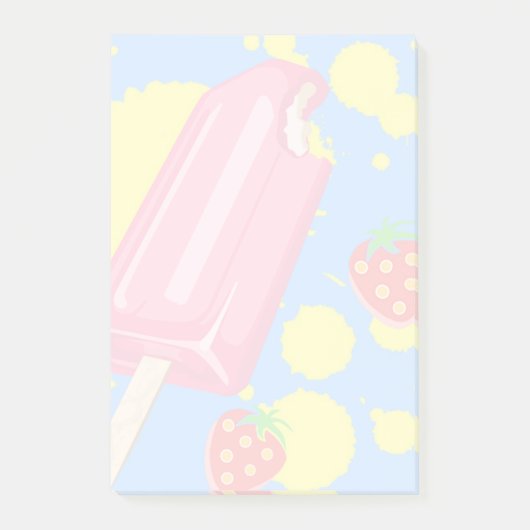 Post-it® Illustration Fun Pink Popsicle and Strawberries (Devant)