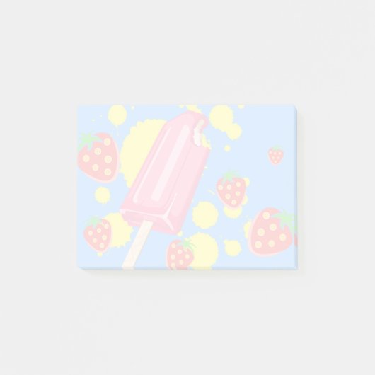 Post-it® Illustration Fun Pink Popsicle and Strawberries (Devant)