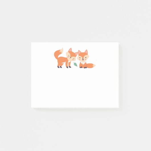 Post-it® Illustration graphique des renards orange mignons (Devant)