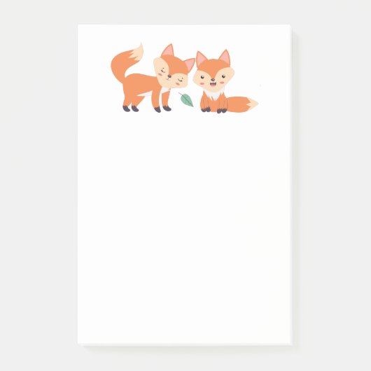 Post-it® Illustration graphique des renards orange mignons (Devant)