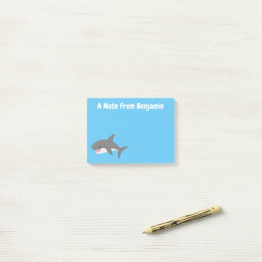 Post-it® Illustration joyeuse du grand requin blanc (Sur un bureau)