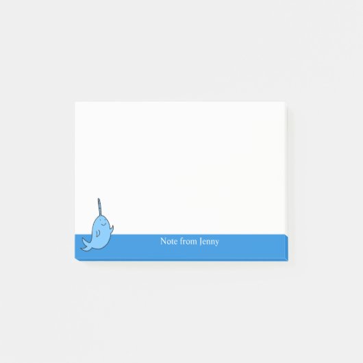 Post-it® Illustration mignonne Cartoon Narwhal Océan Animal (Devant)