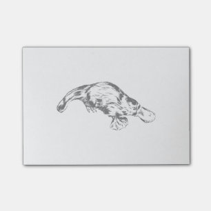 Post-it® Illustration réaliste en noir et blanc de Platypu