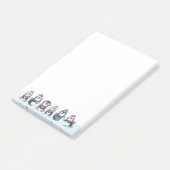 Post-it® Illustration simple Bleu Bordure de pingouins mign (Incliné)