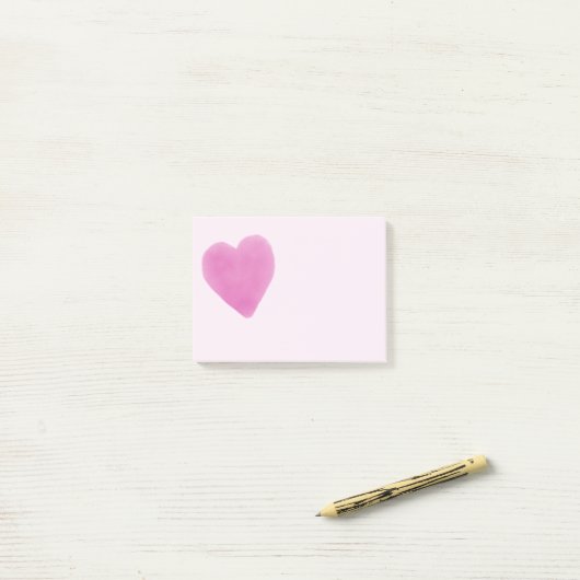 Post-it® Image du coeur rose (Sur un bureau)