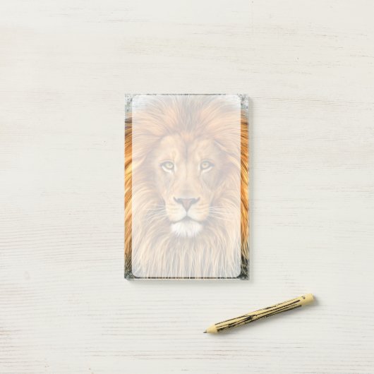 Post-it® Image d'une peinture de lion (Sur un bureau)