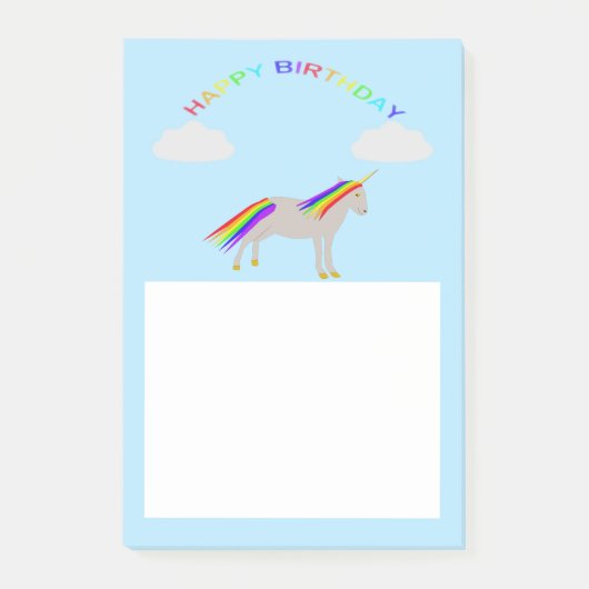 Post-it® Imaginaire Anniversaire Unicorne et nuages (Devant)