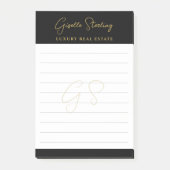 Post-it® Immobilier Black Gold Script de luxe professionnel (Devant)