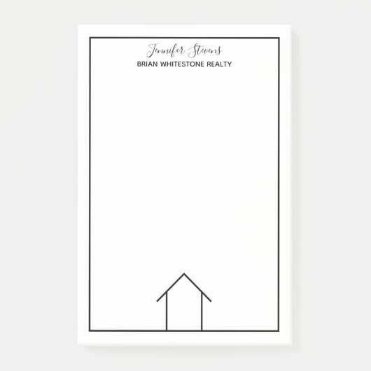 Post-it® Immobilier Maison Simple Noir Personnalisé Réalisa (Devant)