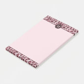 Post-it® Impression d'animal léopard rose avec monogramme e (Incliné)