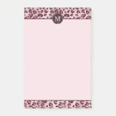 Post-it® Impression d'animal léopard rose avec monogramme e (Devant)