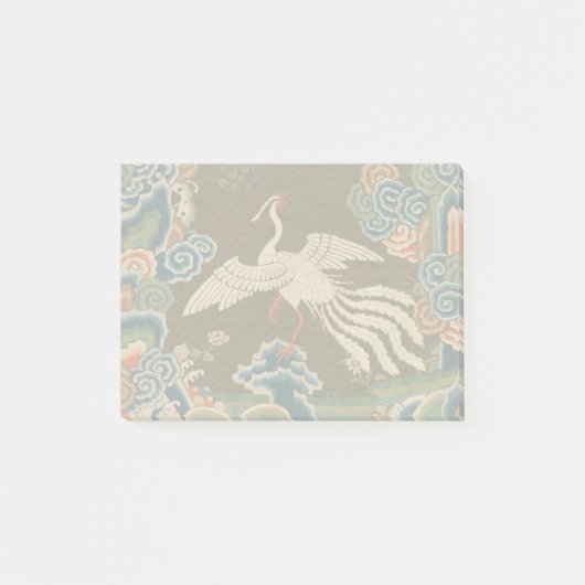 Post-it® Impression de broderie en soie blanche antique chi (Devant)