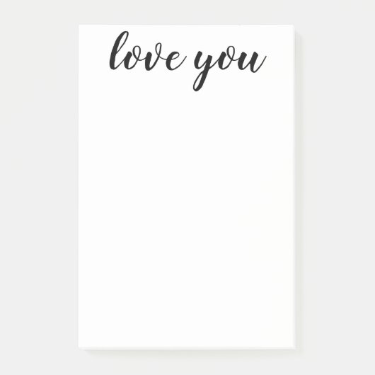 Post-it® Impression de script noir Love You 4 x 6 (Devant)