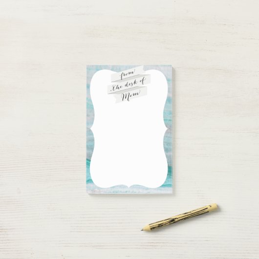 Post-it® Impression en pierre de granit turquoise (Sur un bureau)