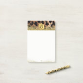 Post-it® Imprimé animal léopard guépard paillettes or monog (Sur un bureau)