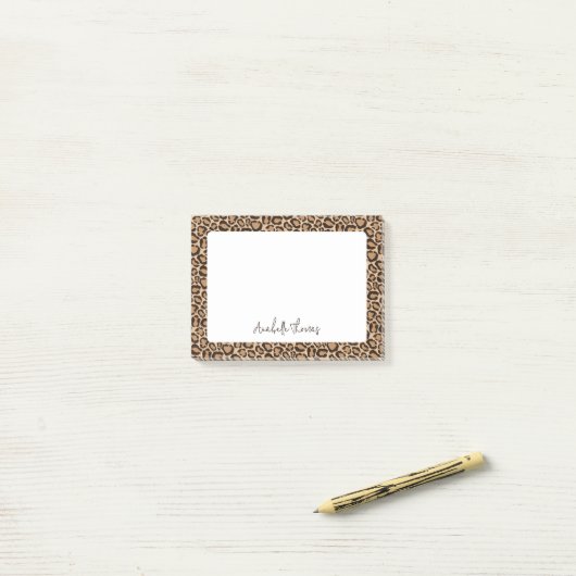 Post-it® Imprimé Léopard Monogrammé (Sur un bureau)