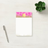 Post-it® Imprimé léopard rose paillettes dorées monogramme (Bureau)