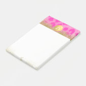 Post-it® Imprimé léopard rose paillettes dorées monogramme (Incliné)