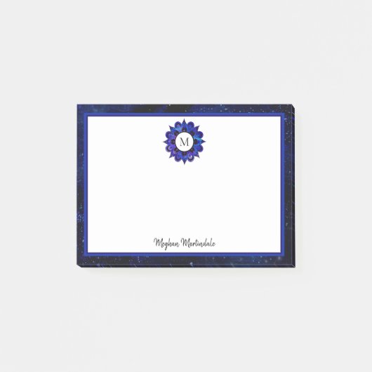 Post-it® Indigo Blue Space Galaxy Mandala Monogramme (Devant)