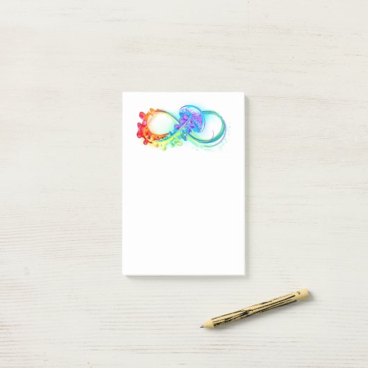 Post-it® Infinity avec Rainbow Jellyfish (Sur un bureau)