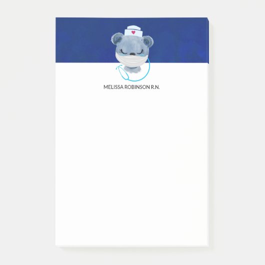 Post-it® Infirmière de l'ours mignonne portant un Masque Mé (Devant)