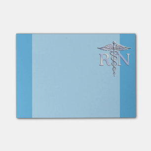 Post-it® Infirmière inscrite RN Silver Caduceus on Baby Bl