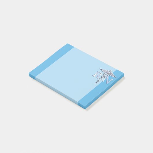 Post-it® Infirmière inscrite RN Silver Caduceus on Baby Blu (Incliné)