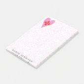 Post-it® Infirmière Monogramme Coeurs roses Motif 4x6 (Incliné)