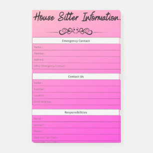 Post-it® Info-Sitter de la maison Urgence, contact et activ