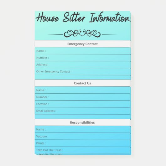 Post-it® Info-Sitter de la maison Urgence, contact & tâches (Devant)