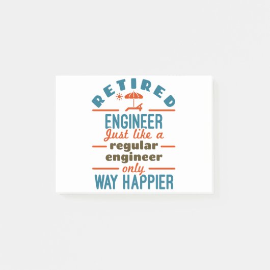 Post-it® Ingénieur retraité Génie plus heureux Retraite (Devant)