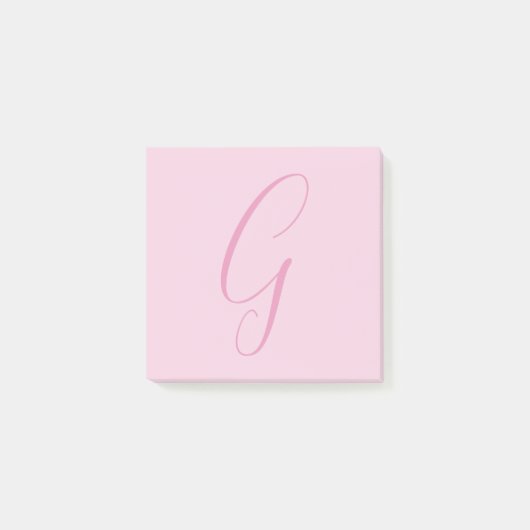 Post-it® Initial Letter Monogram Light Pink Plain Chic (Devant)
