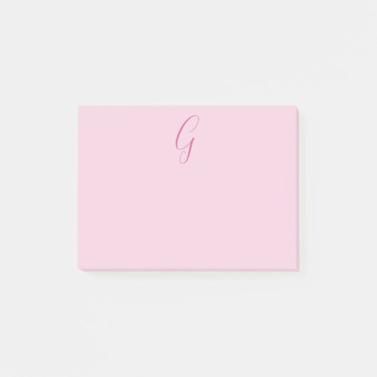 Post-it® Initial Letter Monogram Light Pink Plain Chic (Devant)