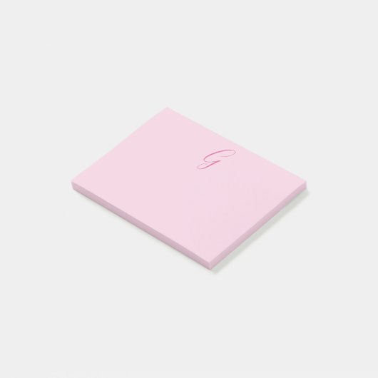 Post-it® Initial Letter Monogram Light Pink Plain Chic (Incliné)