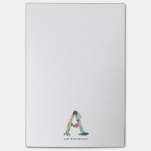 Post-it® Initiale florale de monogramme de lettre - A