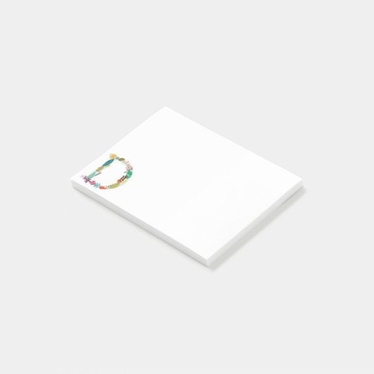 Post-it® Initiale florale de monogramme de lettre - D - (Incliné)