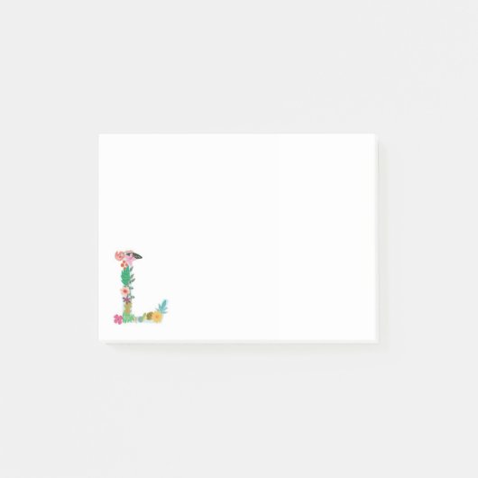 Post-it® Initiale florale de monogramme de lettre - L - (Devant)