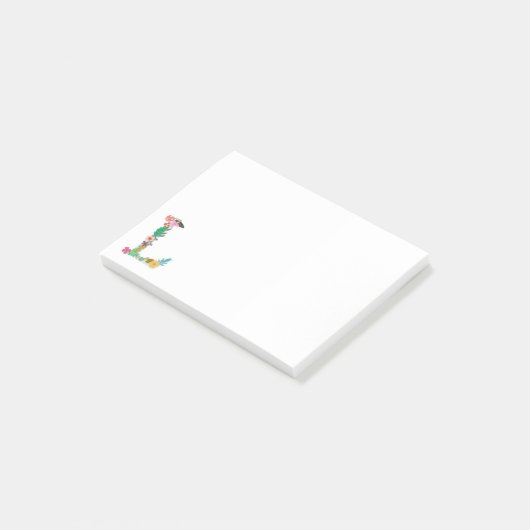 Post-it® Initiale florale de monogramme de lettre - L - (Incliné)