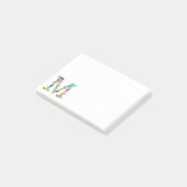 Post-it® Initiale florale de monogramme de lettre - M - (Incliné)