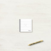 Post-it® Initiale & Nom Noir/Blanc Simple Stripes Motif (Sur un bureau)