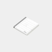 Post-it® Initiale & Nom Noir/Blanc Simple Stripes Motif (Incliné)
