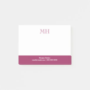 Post-it® Initiales de base propres blanc Fuchsia