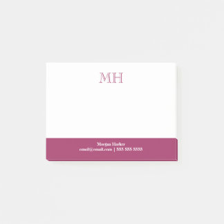 Post-it® Initiales de base propres blanc Fuchsia