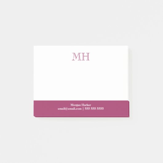 Post-it® Initiales de base propres blanc Fuchsia (Devant)